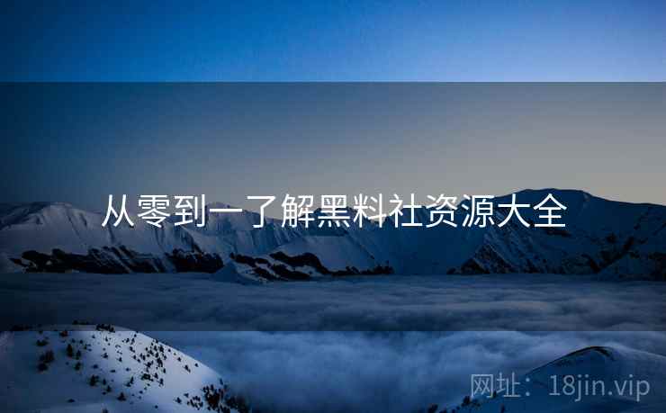 从零到一了解黑料社资源大全